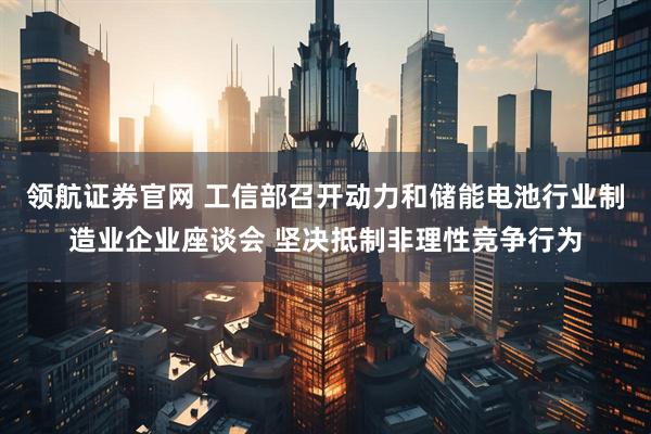 领航证券官网 工信部召开动力和储能电池行业制造业企业座谈会 坚决抵制非理性竞争行为