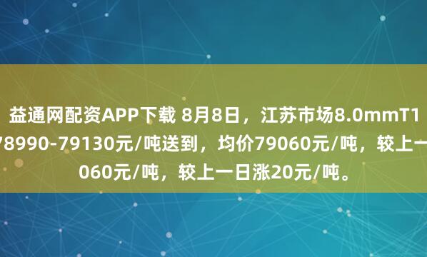益通网配资APP下载 8月8日，江苏市场8.0mmT1低氧铜杆报价78990-79130元/吨送到，均价79060元/吨，较上一日涨20元/吨。